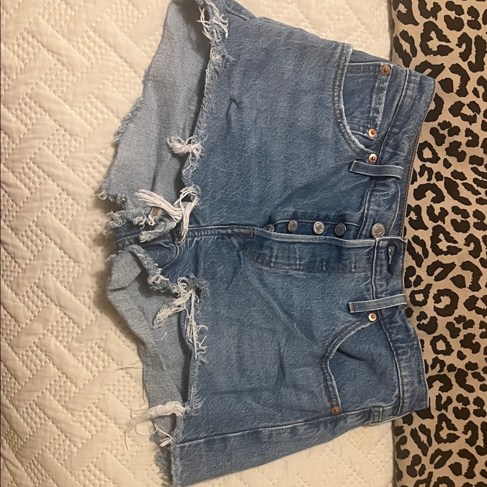 Signature by Levi Strauss Medium Blue Distressed Jean Shorts